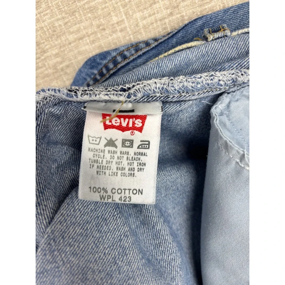 Levis 501 Mens 38x34 Jeans Grungy Light Blue Washed Denim Distressed High Fade